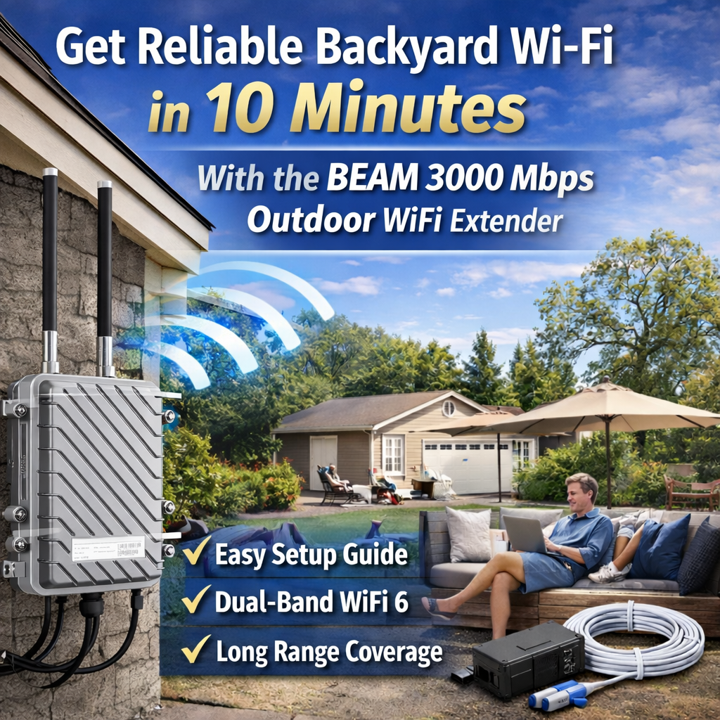 How to Get Reliable Backyard Wi-Fi in 10 Minutes (With the BEAM 3000 Mbps Outdoor WiFi Extender)