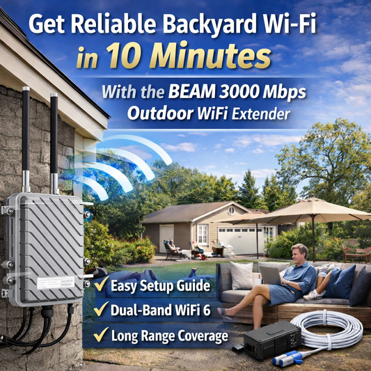 How to Get Reliable Backyard Wi-Fi in 10 Minutes (With the BEAM 3000 Mbps Outdoor WiFi Extender)